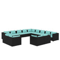 Black 13-Piece PE Rattan Outdoor Sectional Sofa J6424