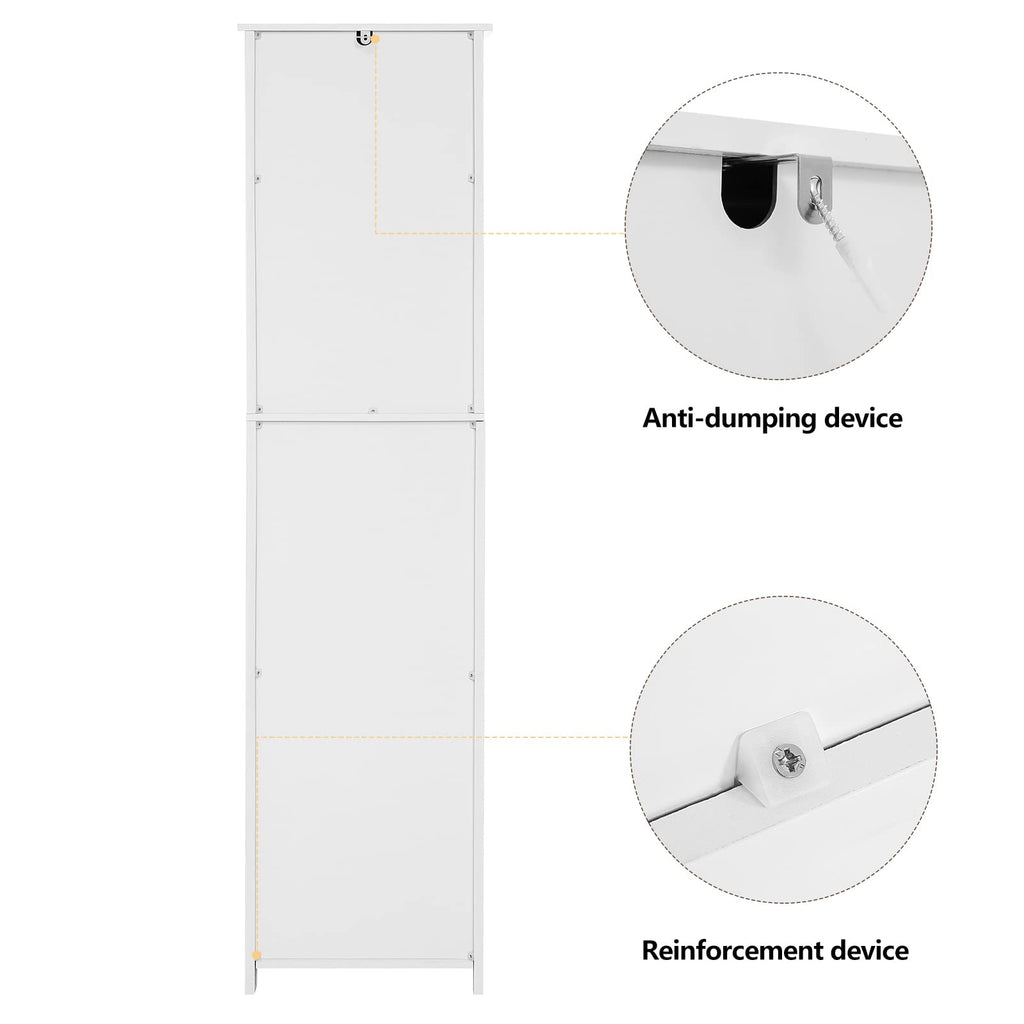 67'' Tall White Storage Cabinet with 4 Shelves & 2 Doors J2354