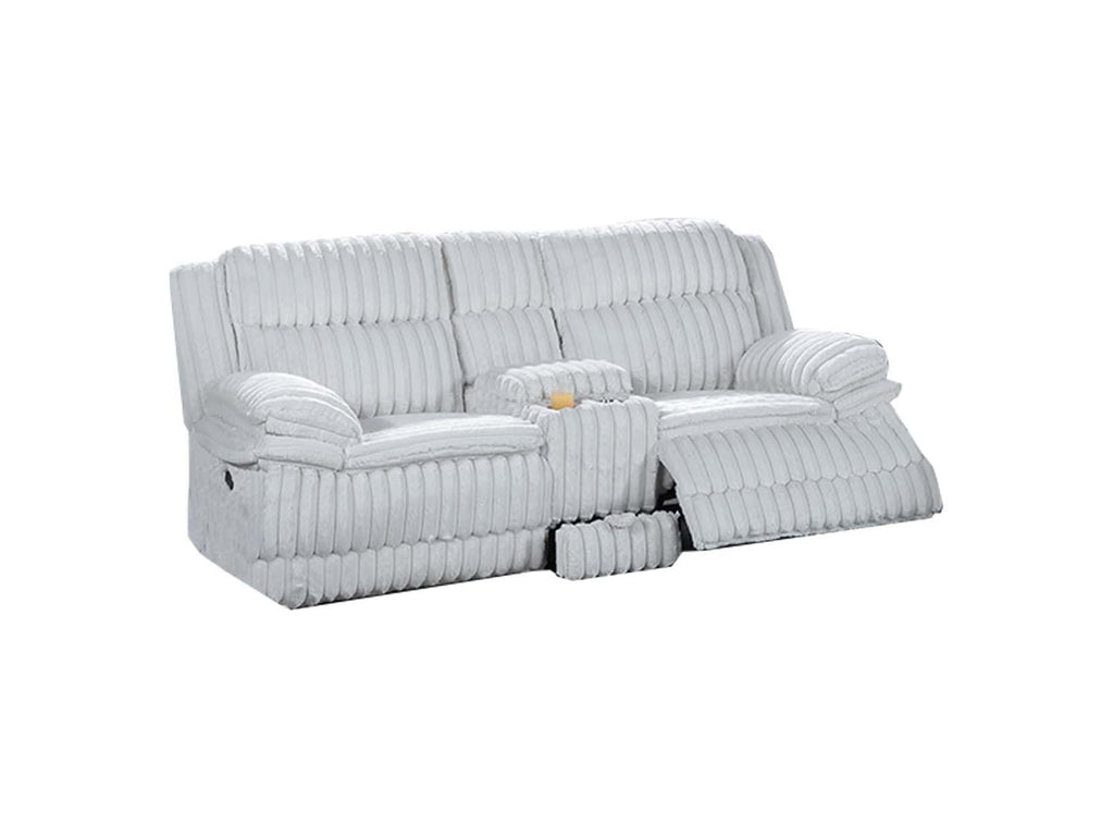 Light Gray Corduroy Reclining Loveseat with Storage Drawer F261254