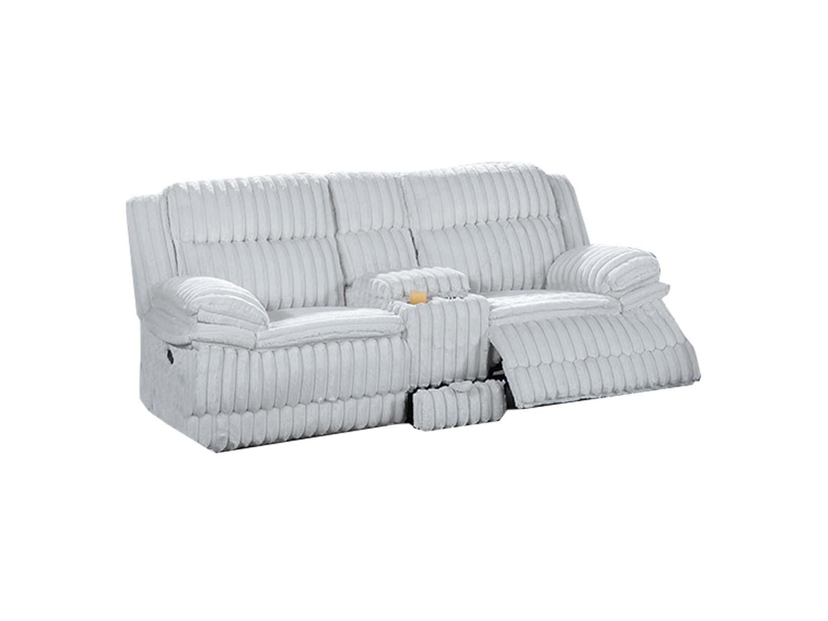 Light Gray Corduroy Reclining Loveseat with Storage Drawer F261254