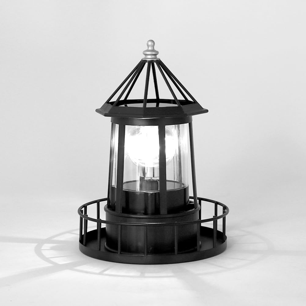 Black IP65 Waterproof Solar Rotating Lighthouse Light W473