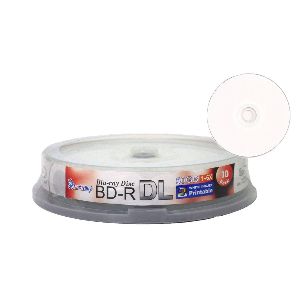 50gb 6X Blu-ray Bd-r Dl White Inkjet Hub Printable Disc (10-Disc) E2002