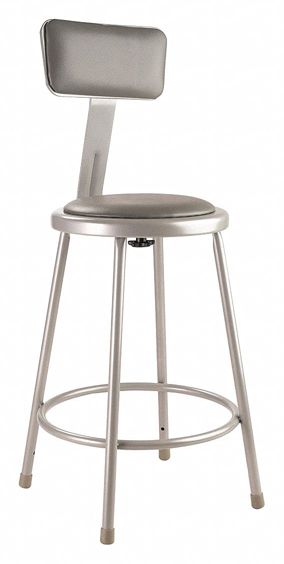 24" Heavy Duty Vinyl Padded Steel Stool with Backrest K544