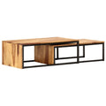 Brown Set of 2 Solid Sheesham Wood Rectangular Nesting Coffee Table L938876