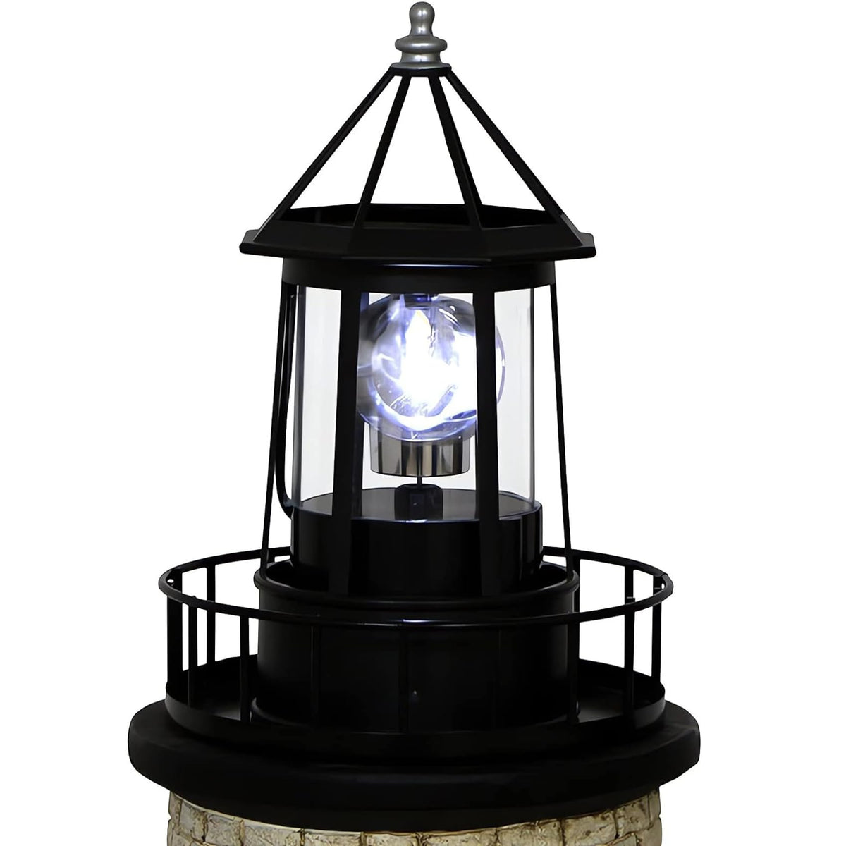 Black IP65 Waterproof Solar Rotating Lighthouse Light W473