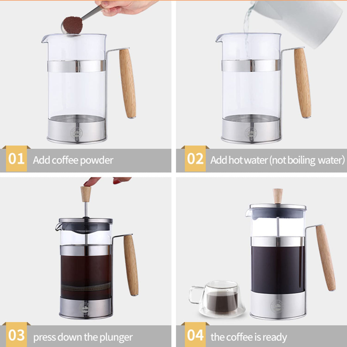 27oz Stainless Steel French Press Coffee Maker Q489