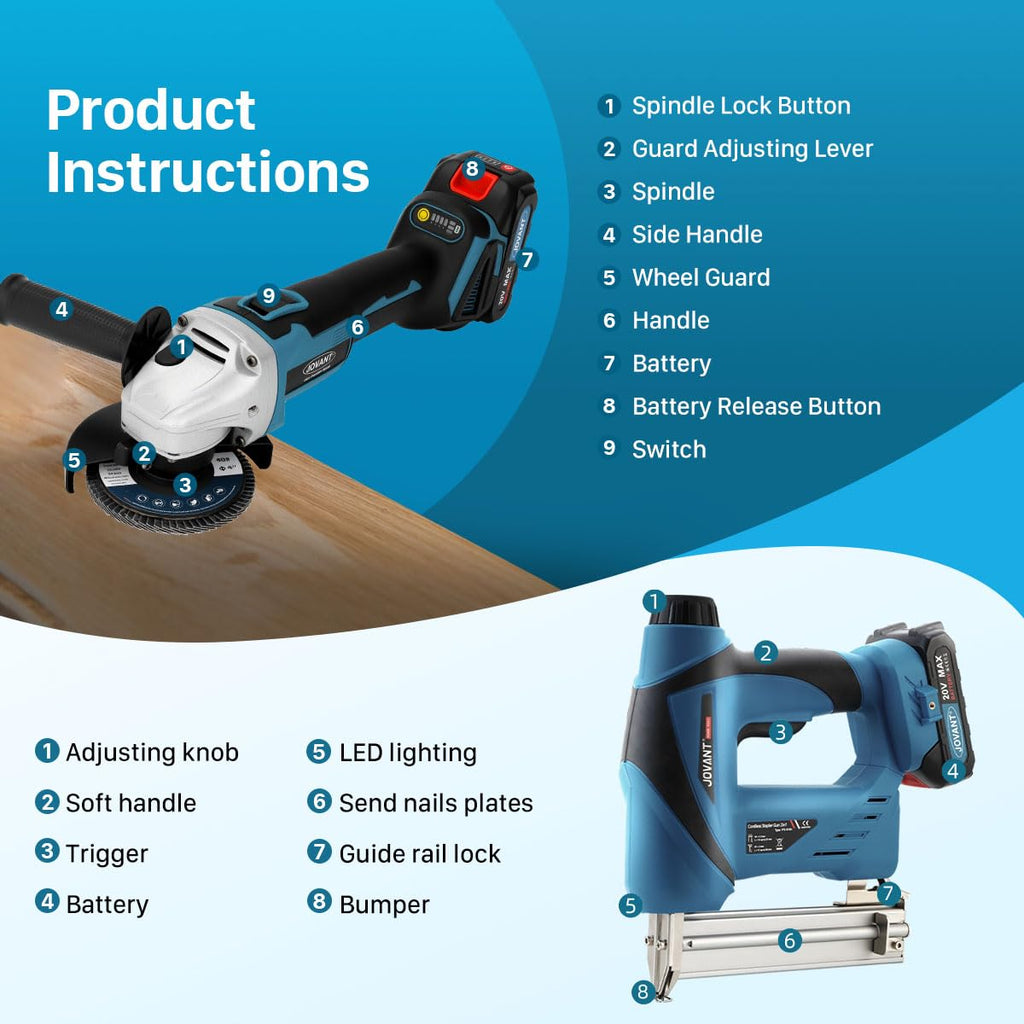 2-in-1 Cordless Nail Gun with Angle Grinder G26482