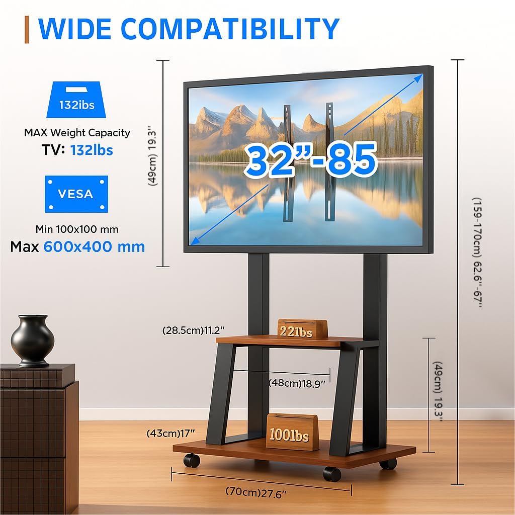 Rolling TV Stand for 32-80 Inch TVs V760