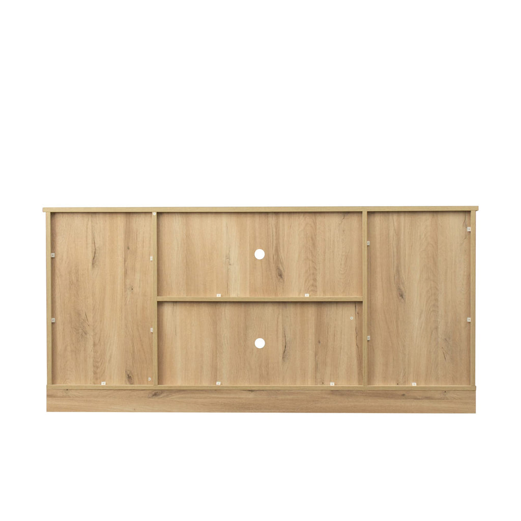 Rustic Oak Wood TV Stand with Sliding Barn Door K8235