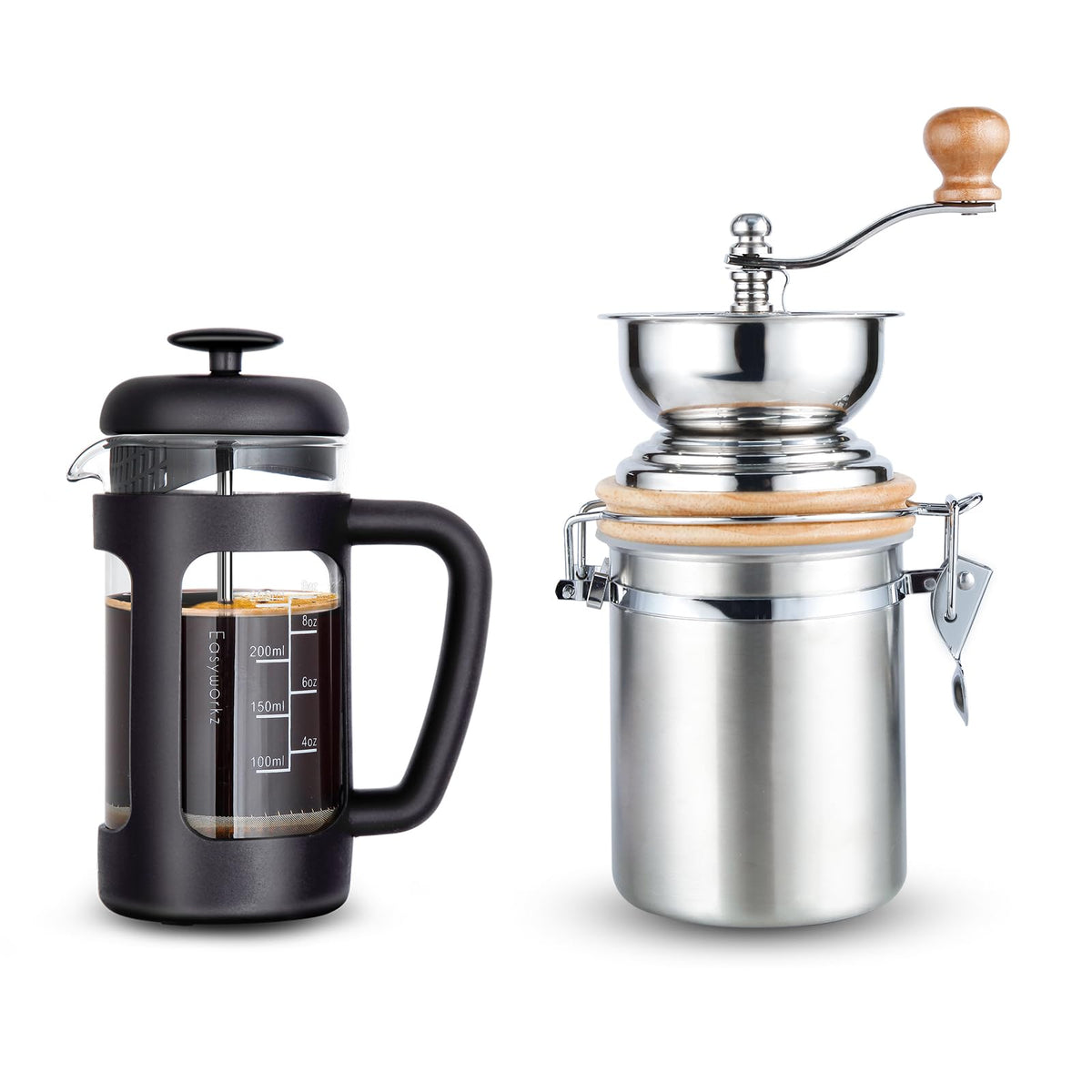 12 oz French Press with Manual Coffee Grinder U392