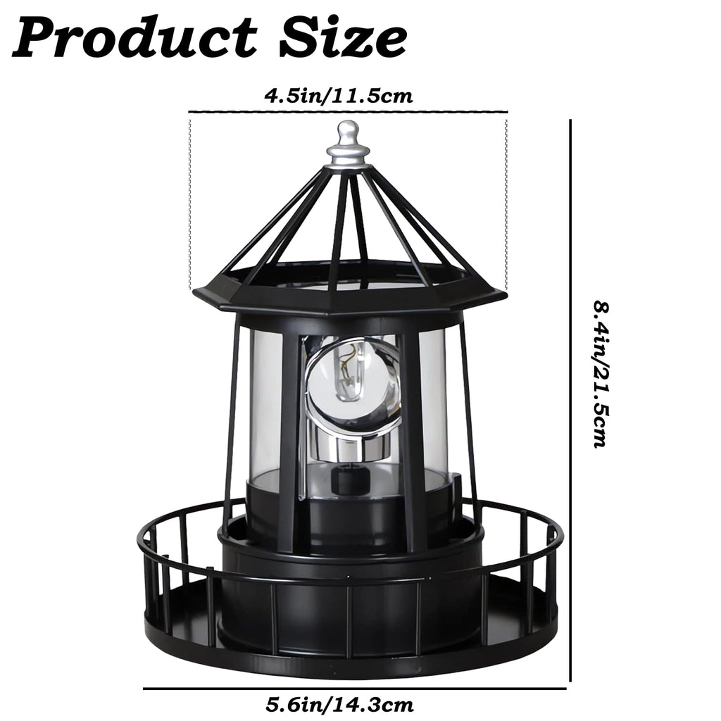 Black IP65 Waterproof Solar Rotating Lighthouse Light W473