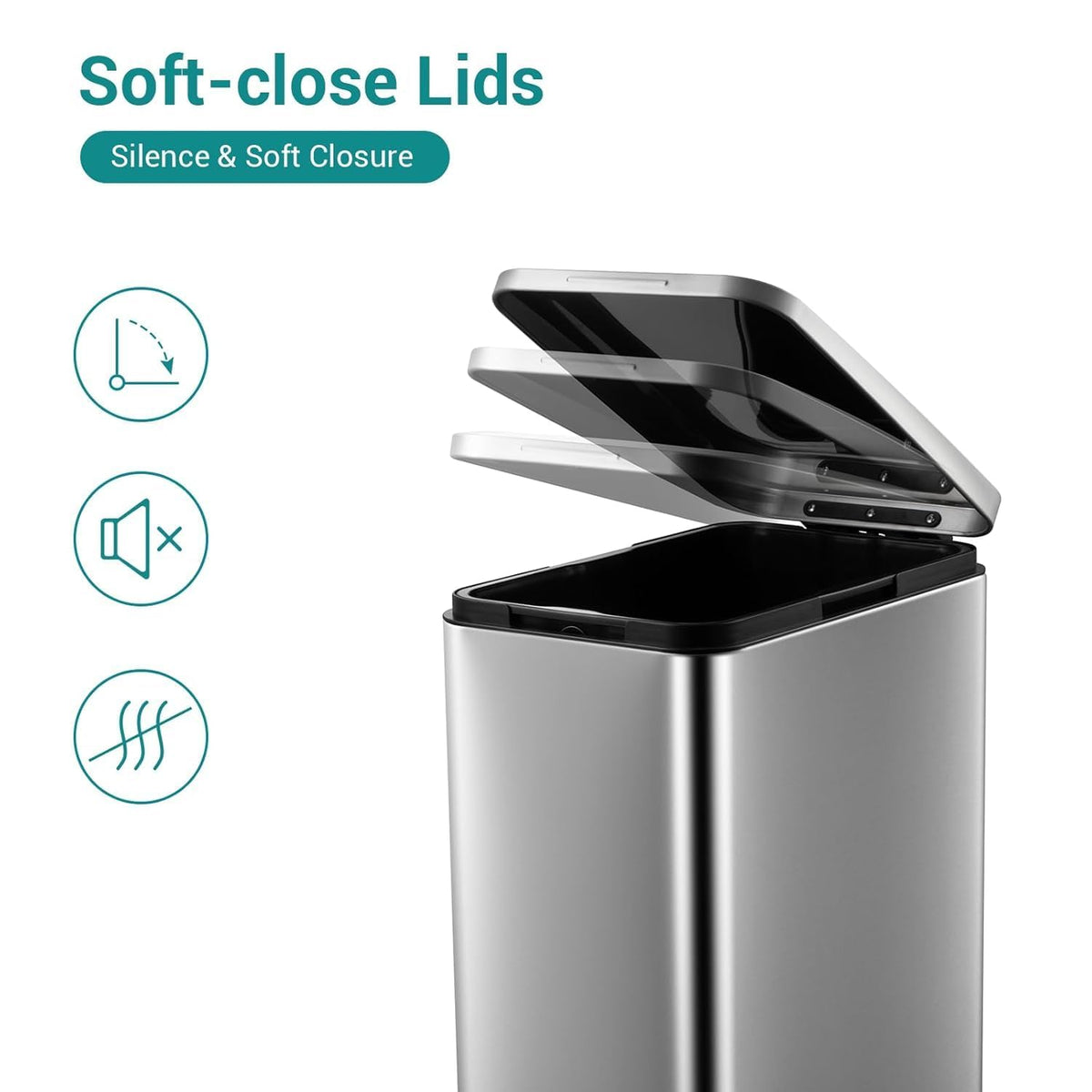 50L Slim Stainless Steel Kitchen Trash Can C6169
