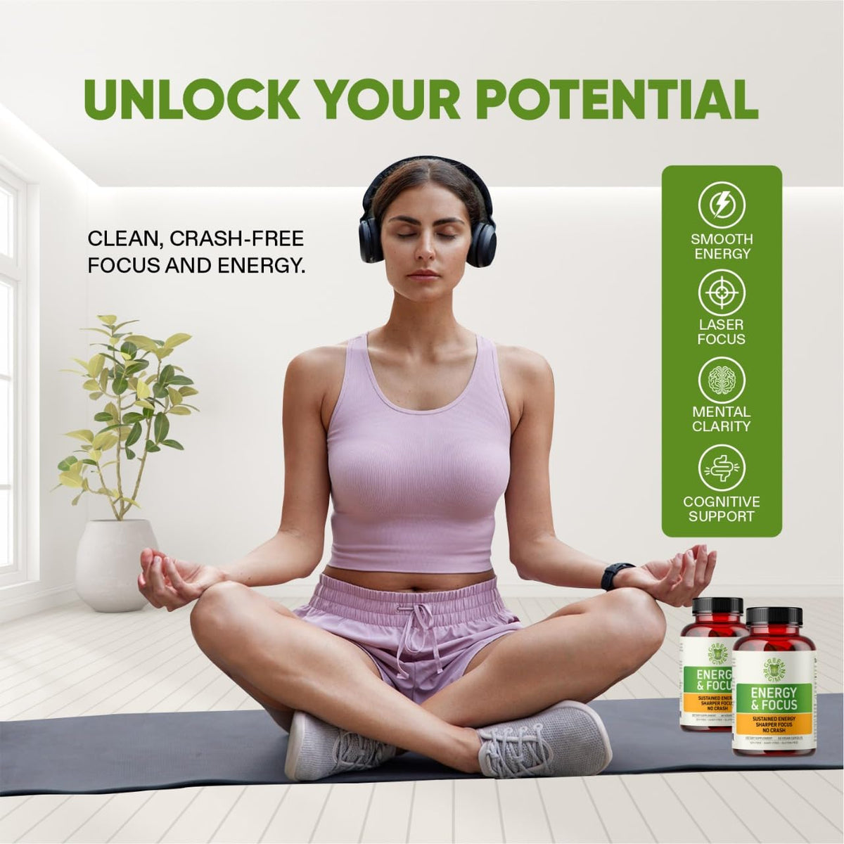 Vegan Non-GMO Energy & Focus Capsules F5718