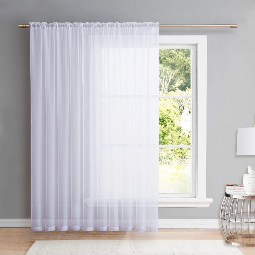 White 84 Inch Sheer Voile Curtain Panel I32945