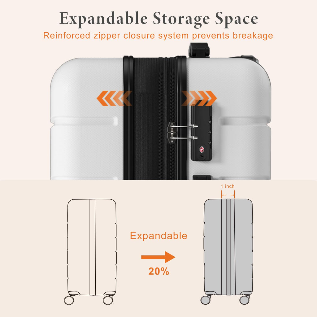 20 Inch White Hard Shell Suitcase H3276