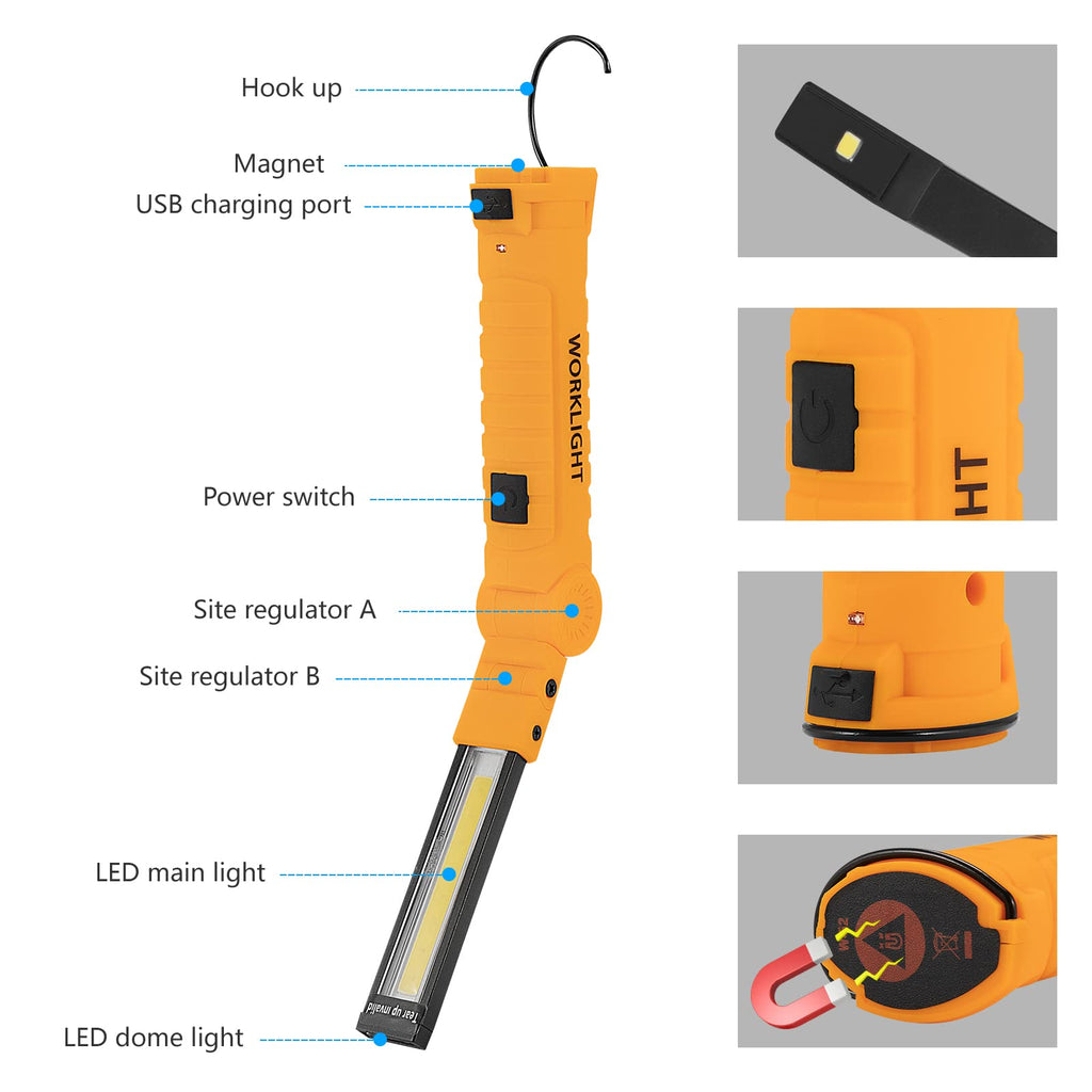3 Pack Rechargeable LED Work Lights with Magnetic Base J456891