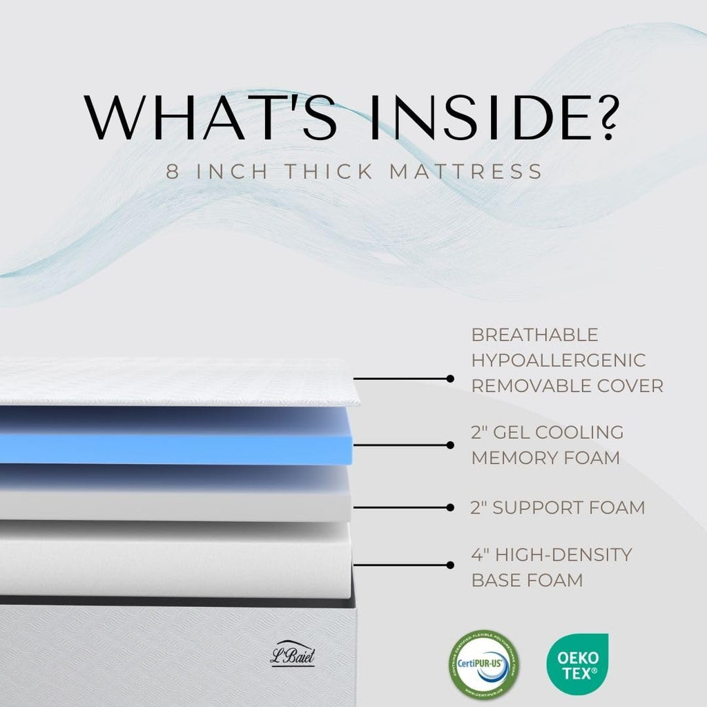8 Inch Gel Memory Foam Twin Size Mattress Y342002