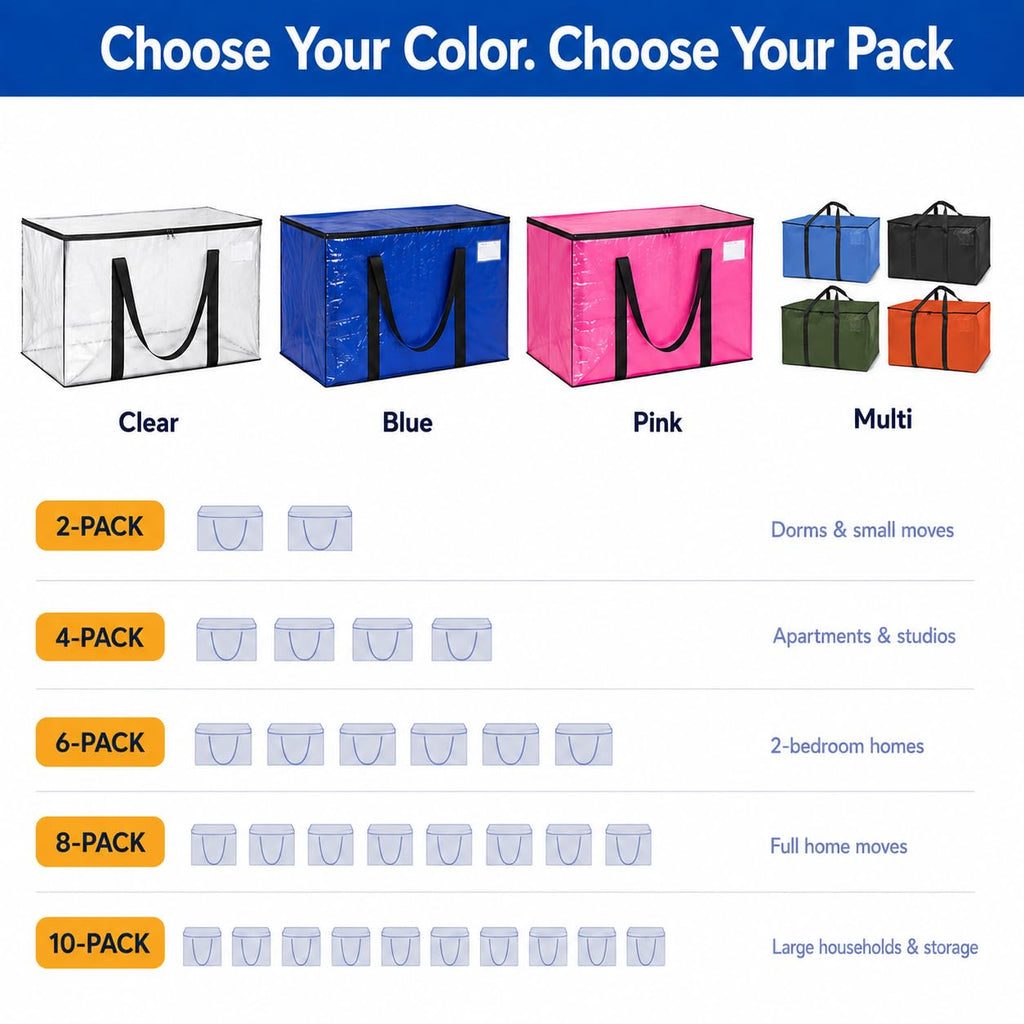 Heavy Duty Water Resistant Storage Bags with Backpack Straps 6 Pack S6157