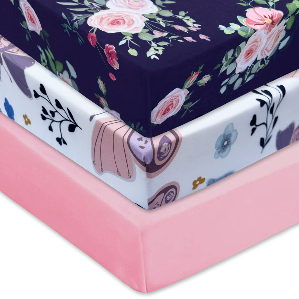 3 Pack Soft Crib Sheets 28'' X 52'' Microfiber W2757