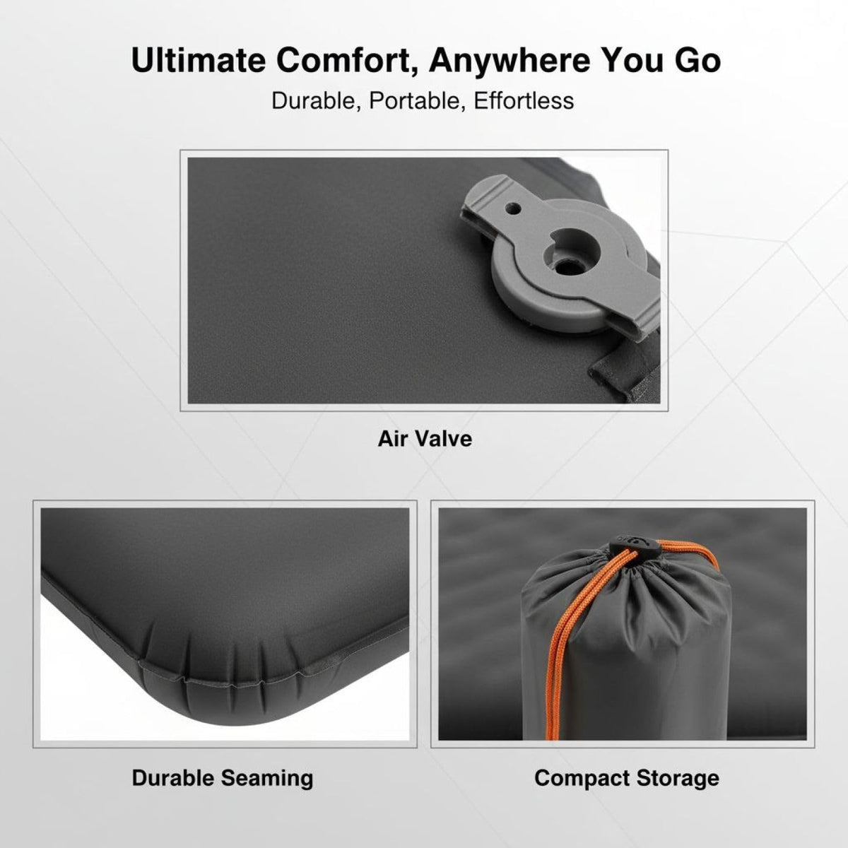 2 Pcs Inflatable Seat Cushion, 16.9 x 13 in Nylon TPU A489