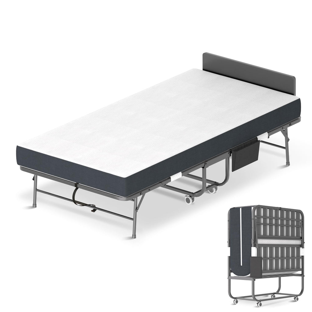 Folding Bed with Mattress & Headboard T660640