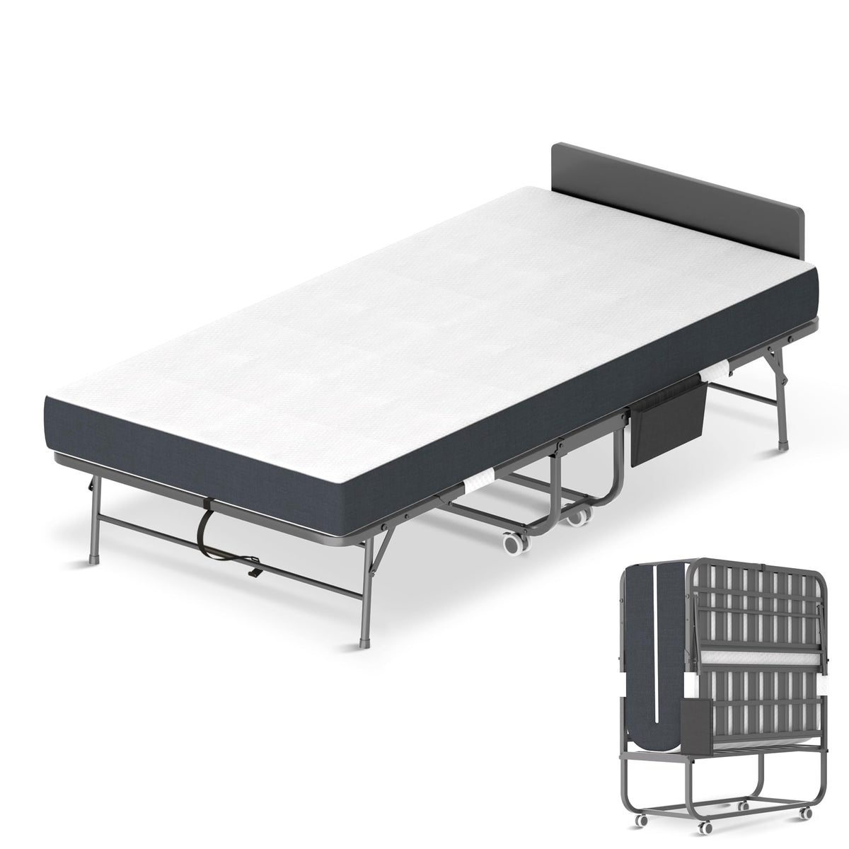 Folding Bed with Mattress & Headboard T660640
