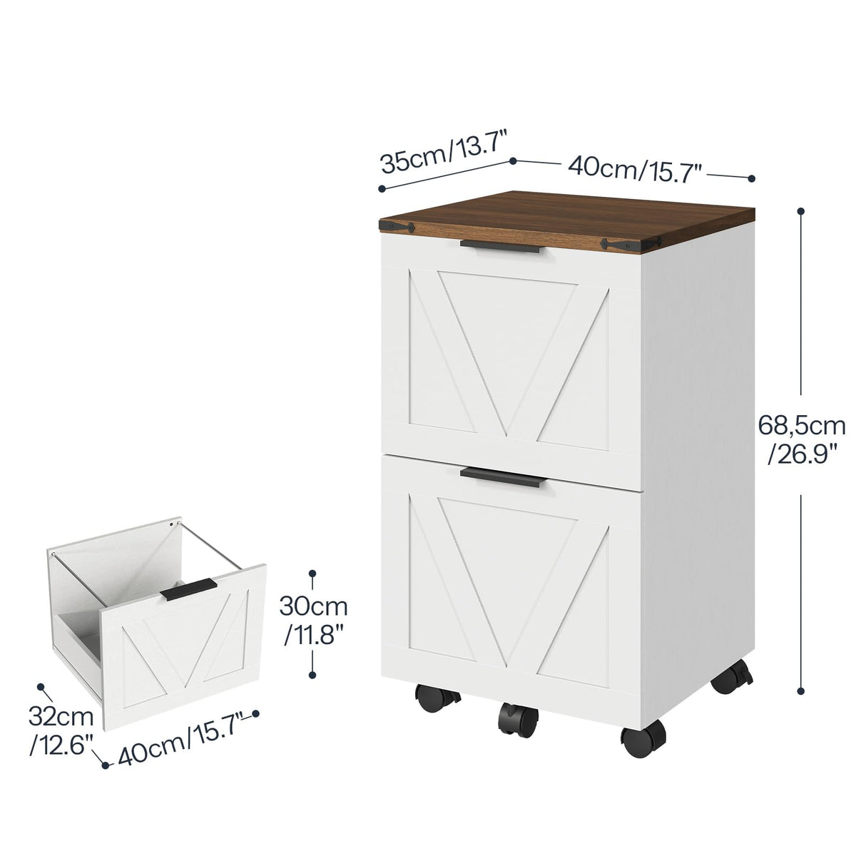 2 Drawers Rolling File Cabinet P49525