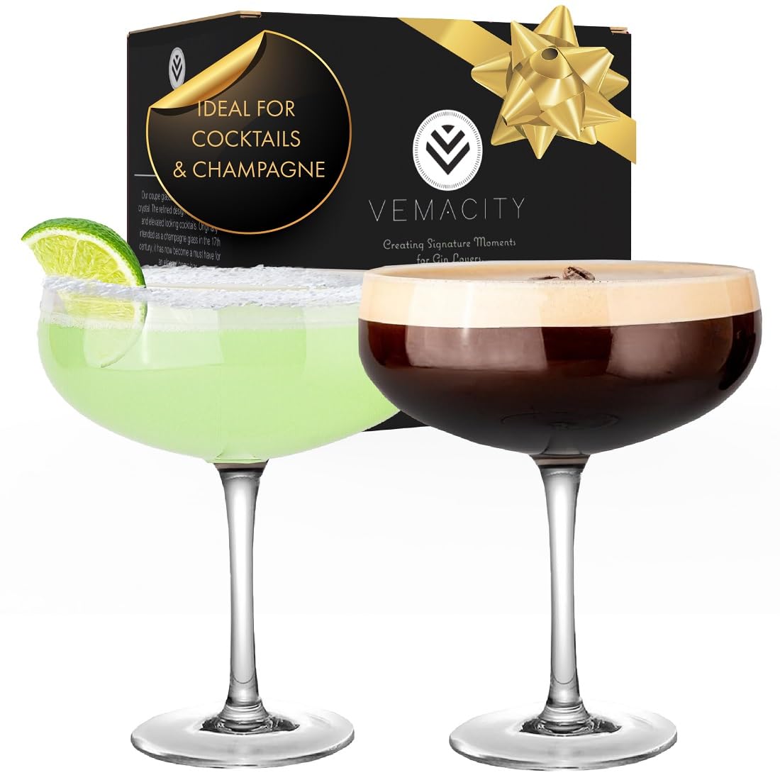 Handblown Coupe Cocktail Glasses Set of 2 S461243
