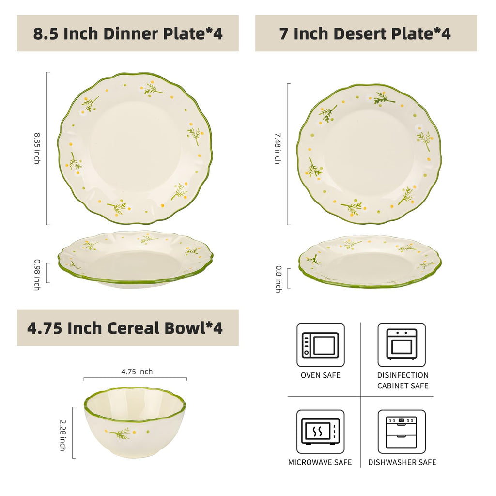 12-Piece Hand-painted Ceramic Dinnerware Set X44343
