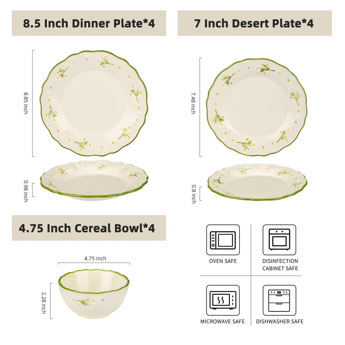 12-Piece Hand-painted Ceramic Dinnerware Set X44343