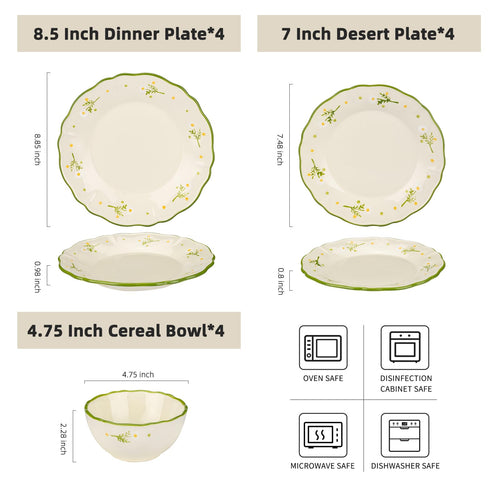 12-Piece Hand-painted Ceramic Dinnerware Set X44343
