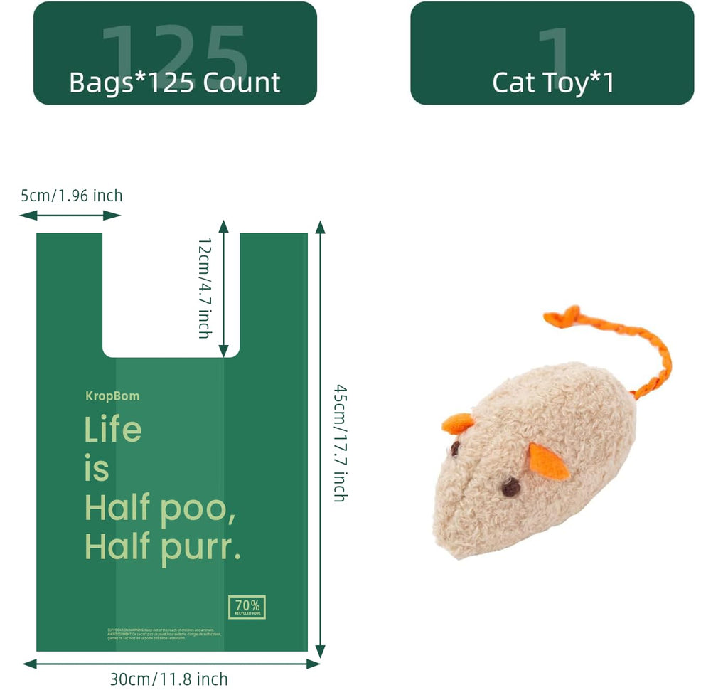 125 Count Large Unscented Cat Poop Bags with Handles D2763