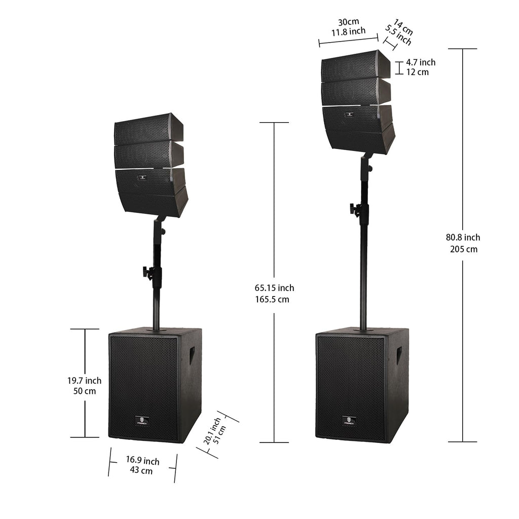 4000W PA Speaker System Combo Set with Two 12 Inch Subwoofers and 8 Line Array Speakers X7118