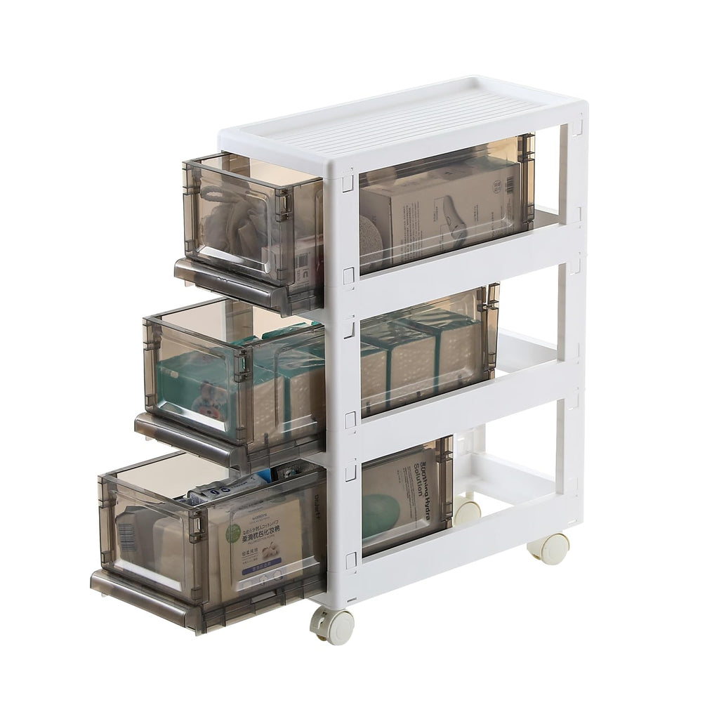 3 Drawer Plastic Storage Organizer with Wheels Y95645