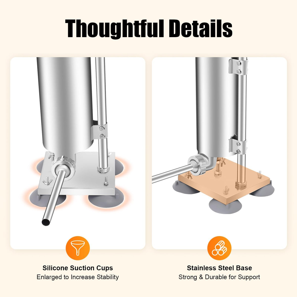 6Lbs Stainless Steel Vertical Sausage Stuffer with 6 Tubes S13798
