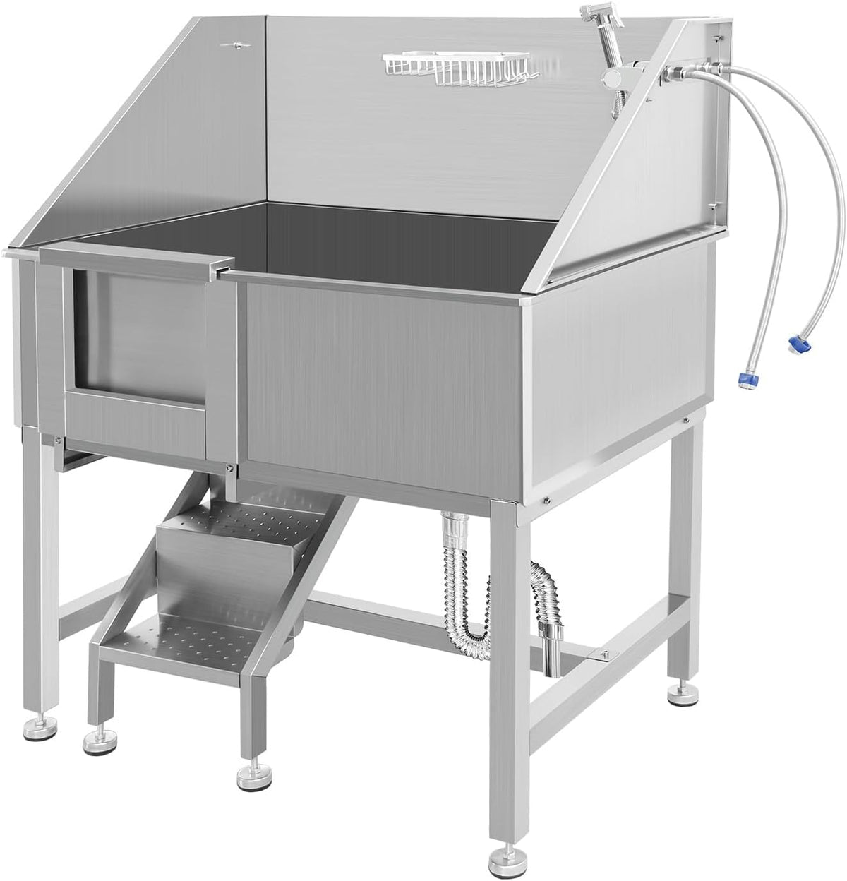 38 Inch Stainless Steel Dog Grooming Tub with Ramp O97285