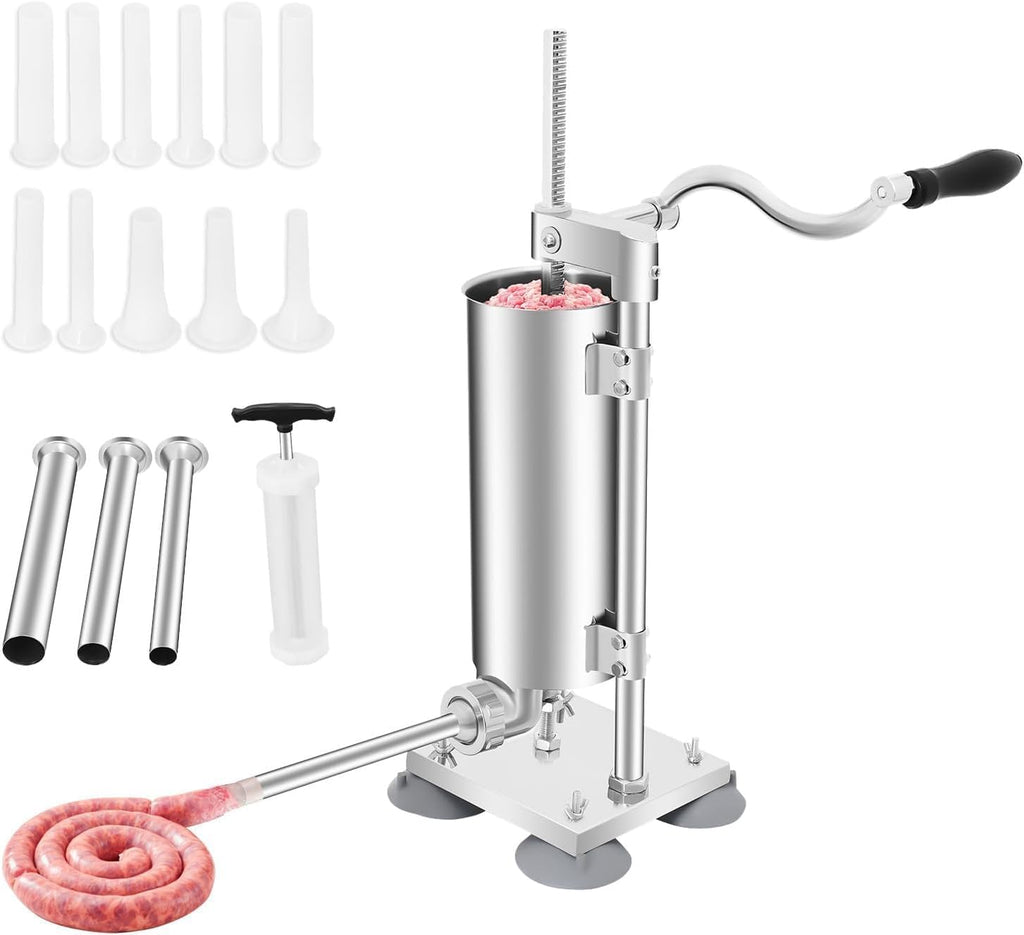 6Lbs Stainless Steel Vertical Sausage Stuffer with 6 Tubes S13798