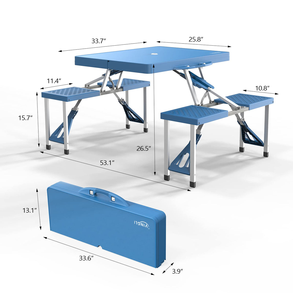 4 Ft Folding Picnic Table Set with 4 Seats K2839