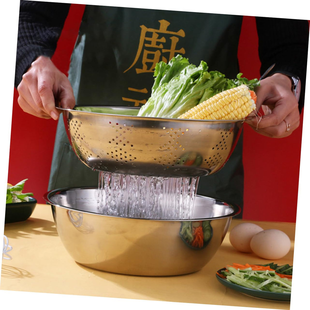 Metal Vegetable Washing Basket Strainer Bowl U54301