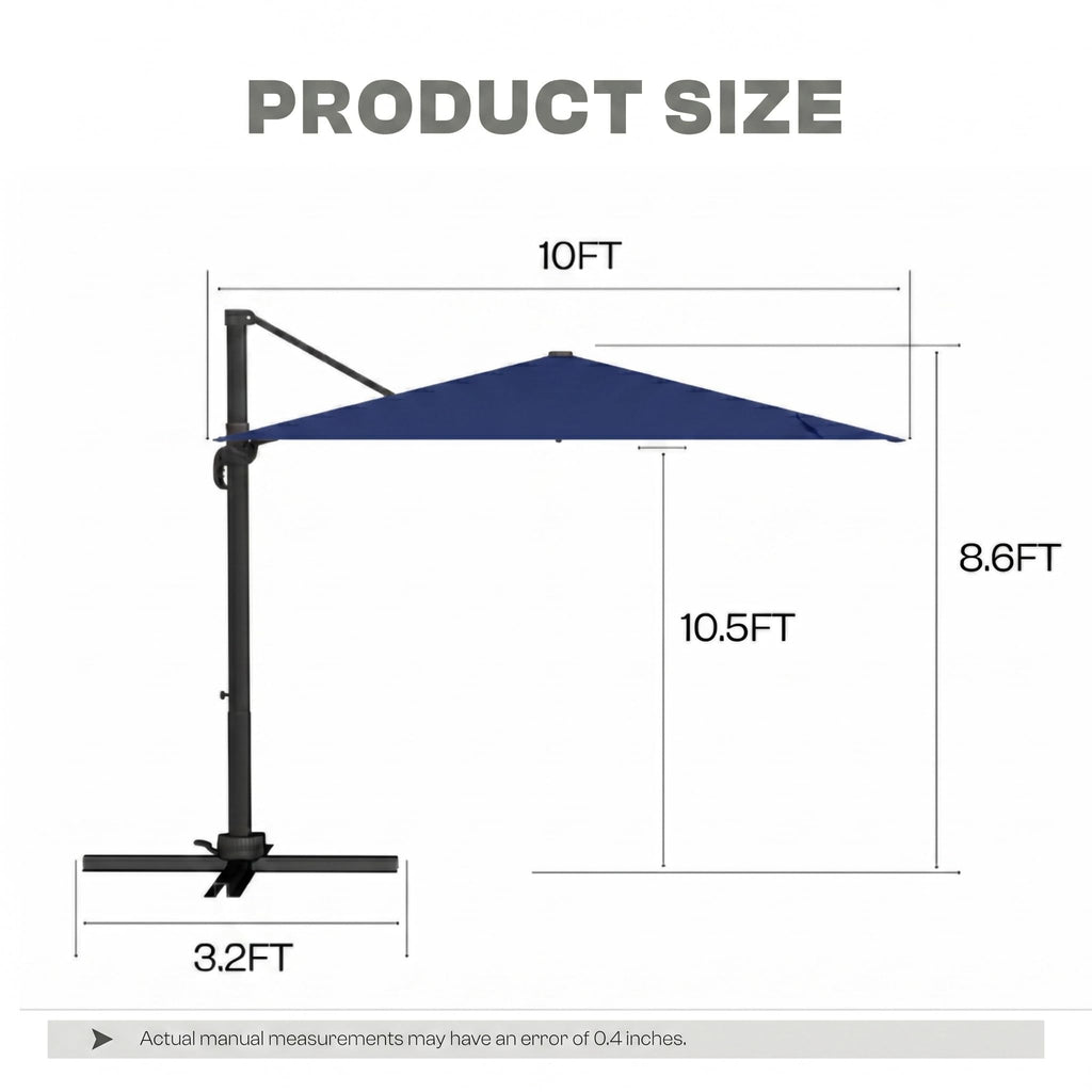 Large Square Cantilever Patio Umbrella with Aluminum Pole L390889
