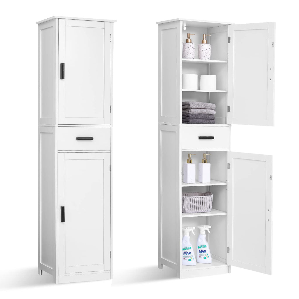 67'' Tall White Storage Cabinet with 4 Shelves & 2 Doors J2354