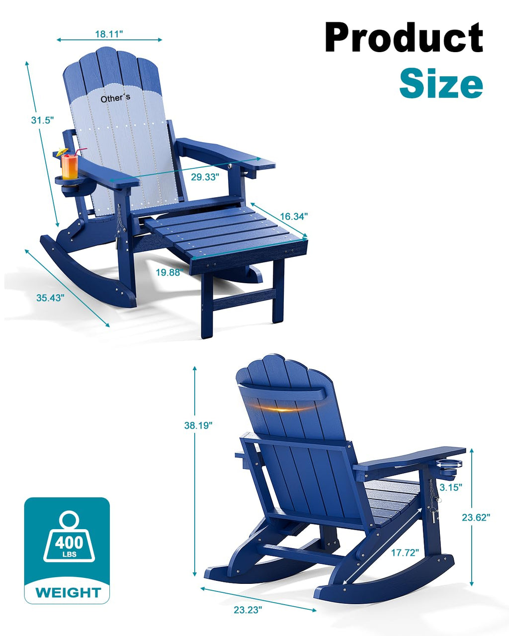 Folding Adirondack Rocking Chair with Ottoman Q821339