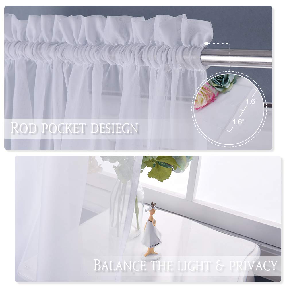White 84 Inch Sheer Voile Curtain Panel I32945