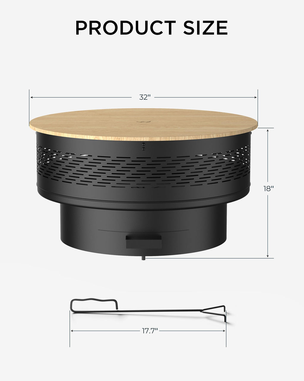 32" Round Wood Burning Fire Pit with Cooking Grill E51331