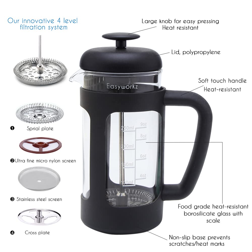 12 oz French Press with Manual Coffee Grinder U392