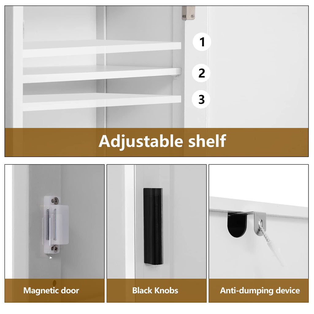 67'' Tall White Storage Cabinet with 4 Shelves & 2 Doors J2354