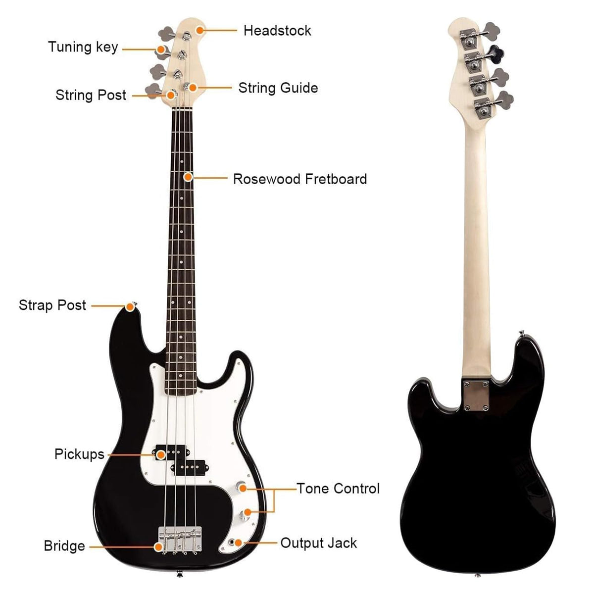 Full Size 4 String Electric Bass Guitar with Bag R18232