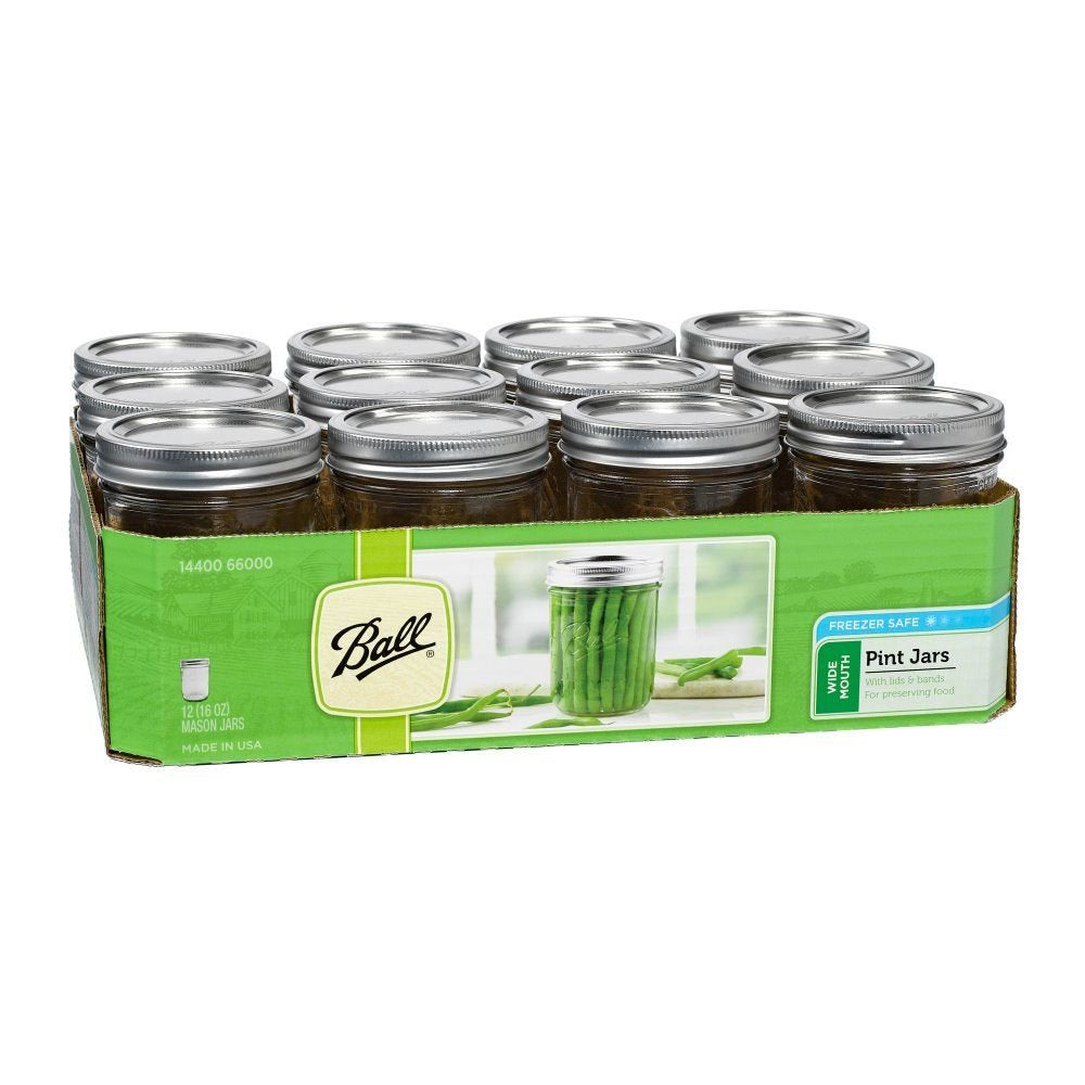 16-Ounce Glass Mason Jar with Lids and Bands, 12-Count N569682