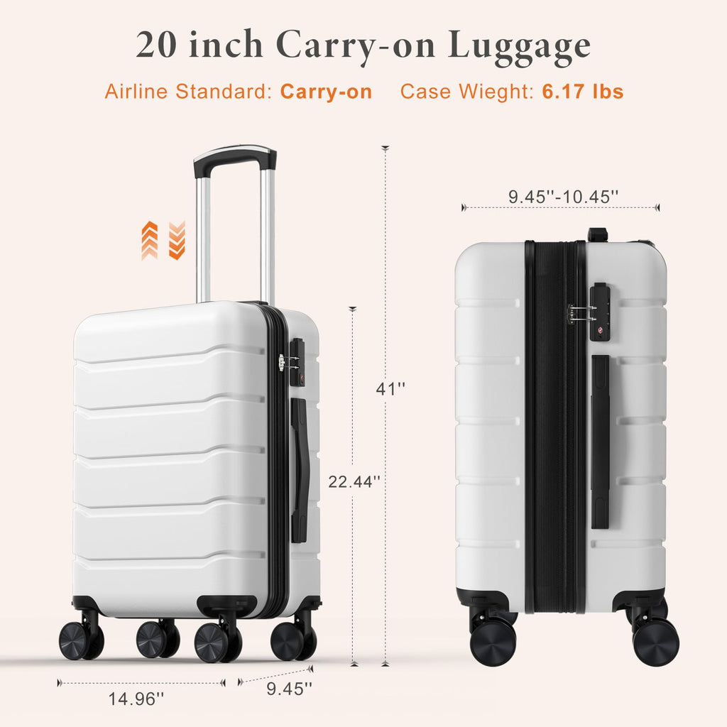 20 Inch White Hard Shell Suitcase H3276