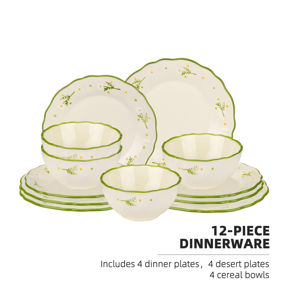 12-Piece Hand-painted Ceramic Dinnerware Set X44343